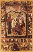 unknow artist Our Lady of Bogolijubovo with Saint Zocime and Saint Savvatii and Scenes from their Lives china oil painting reproduction